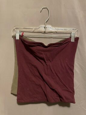 Women’s Two Pack Strapless Crop Top - Burgundy & Olive